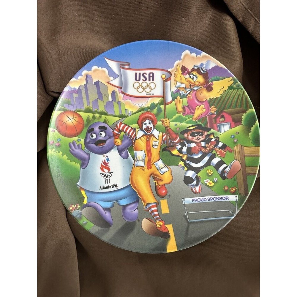 McDonalds Atlanta Olympics Plate Plastic Ronald McDonald 9.5" Collectible 1996